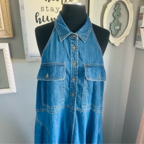 Anthropologie Pilcro Sleeveless Halter Swing Midi Dress - Picture 6 of 9